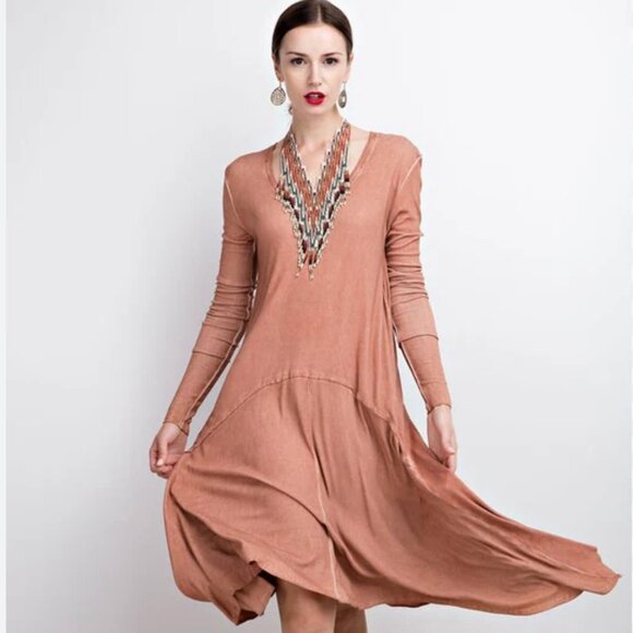 easel Dresses & Skirts - Easel L Boho Lagenlook Dress Asymmetrical Hem Slouchy Minimalist Beach